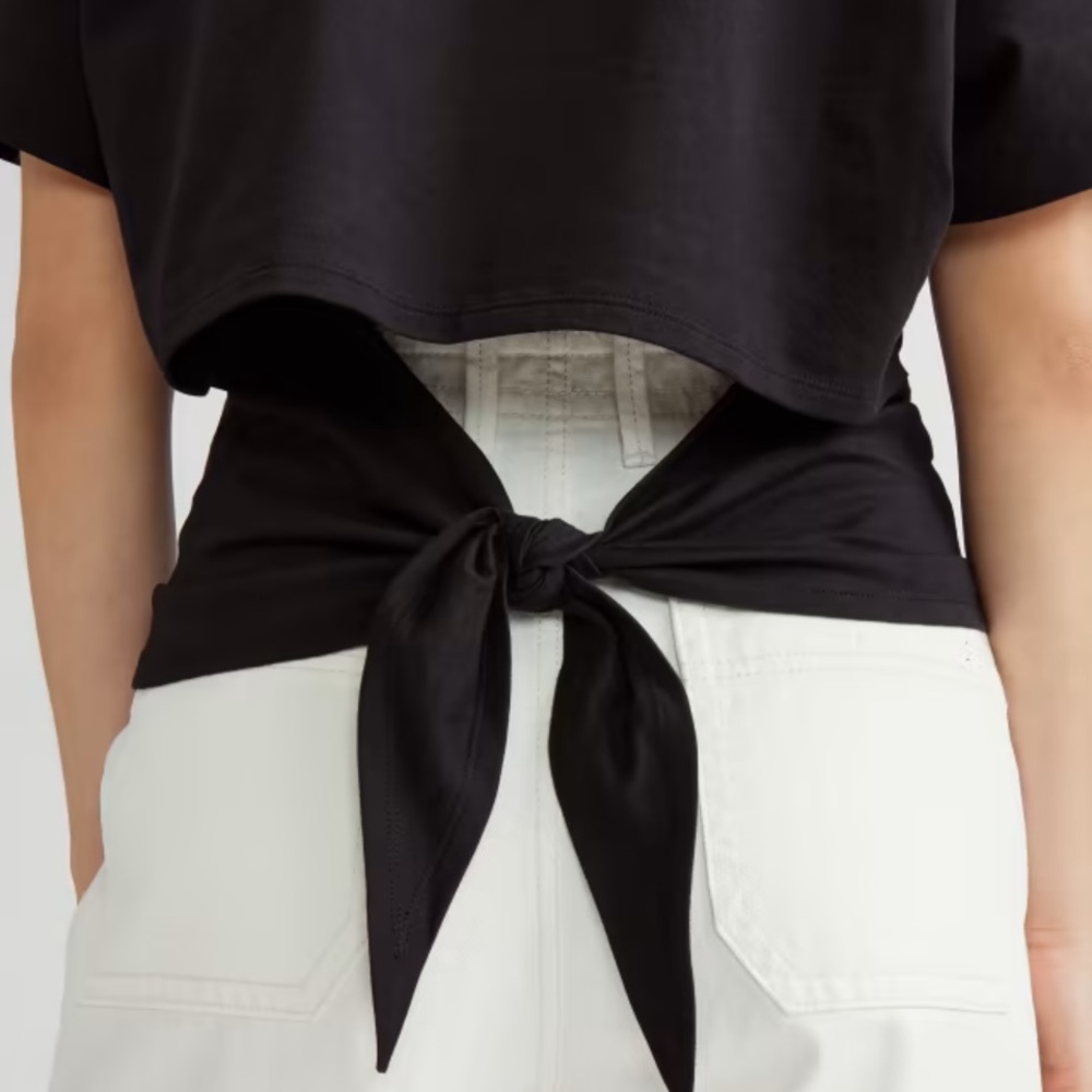 Everlane black organic cotton tie back tee size small worn once